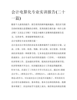 会计电算化专业实训报告(二十一篇)