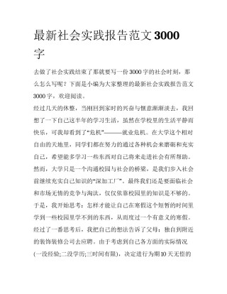 最新社会实践报告范文3000字