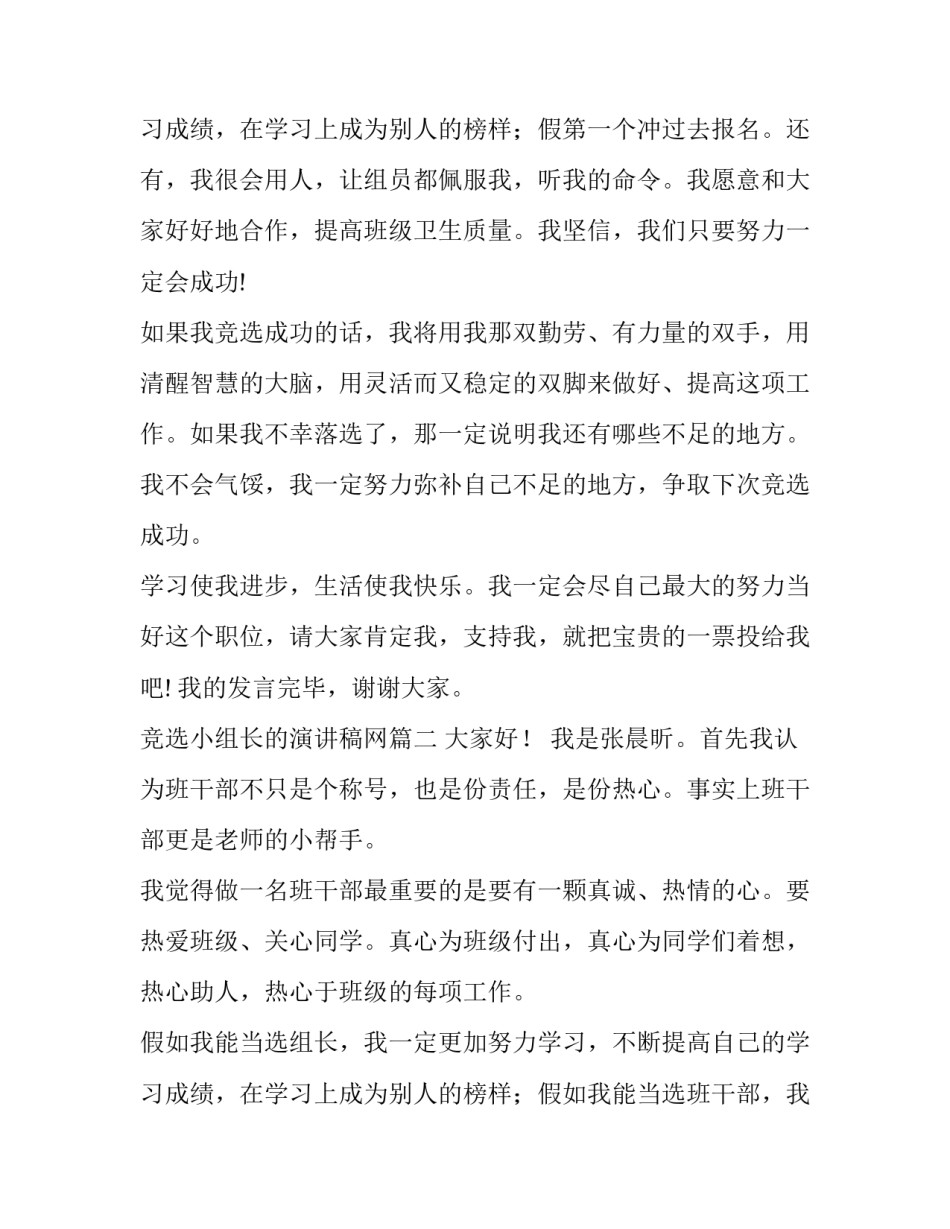 最新竞选小组长的演讲稿网 竞选小组长的演讲稿(优质13篇)_第3页