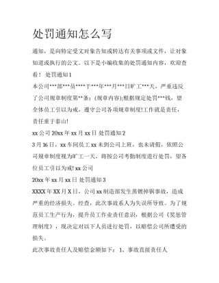 处罚通知怎么写