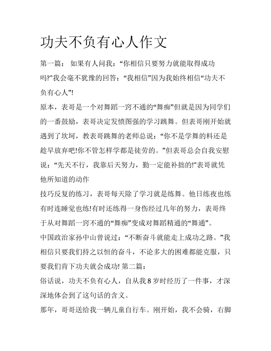 功夫不负有心人作文_第1页