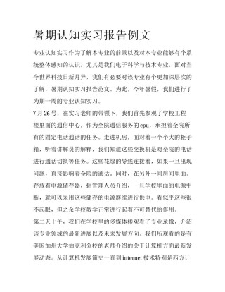 暑期认知实习报告例文