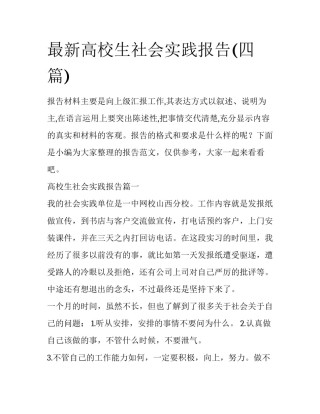 最新高校生社会实践报告(四篇)