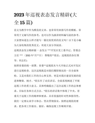 2023年巡视表态发言精辟(大全15篇)