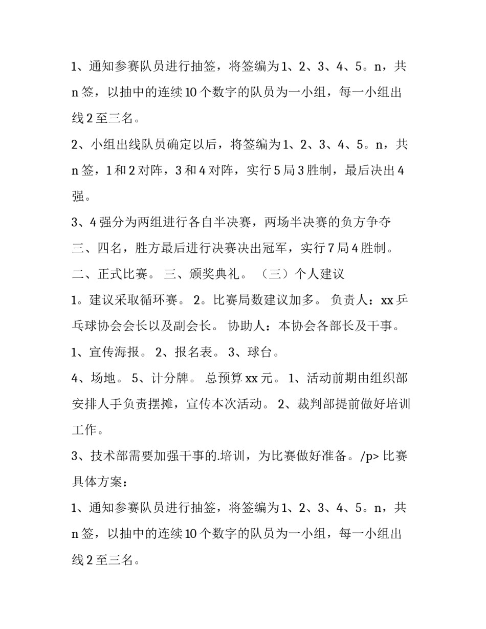 乒乓球比赛策划书封面 乒乓球比赛策划书比赛规则(十三篇)_第2页
