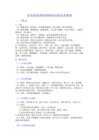 2022年医学专题—常见药食两用药材的功效及其服用.docx