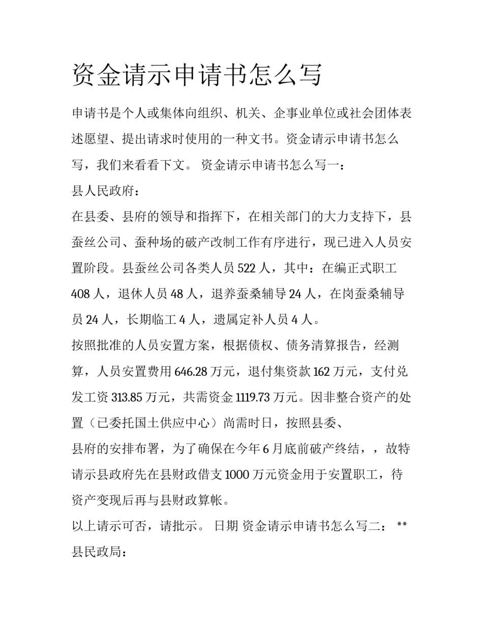 资金请示申请书怎么写_第1页