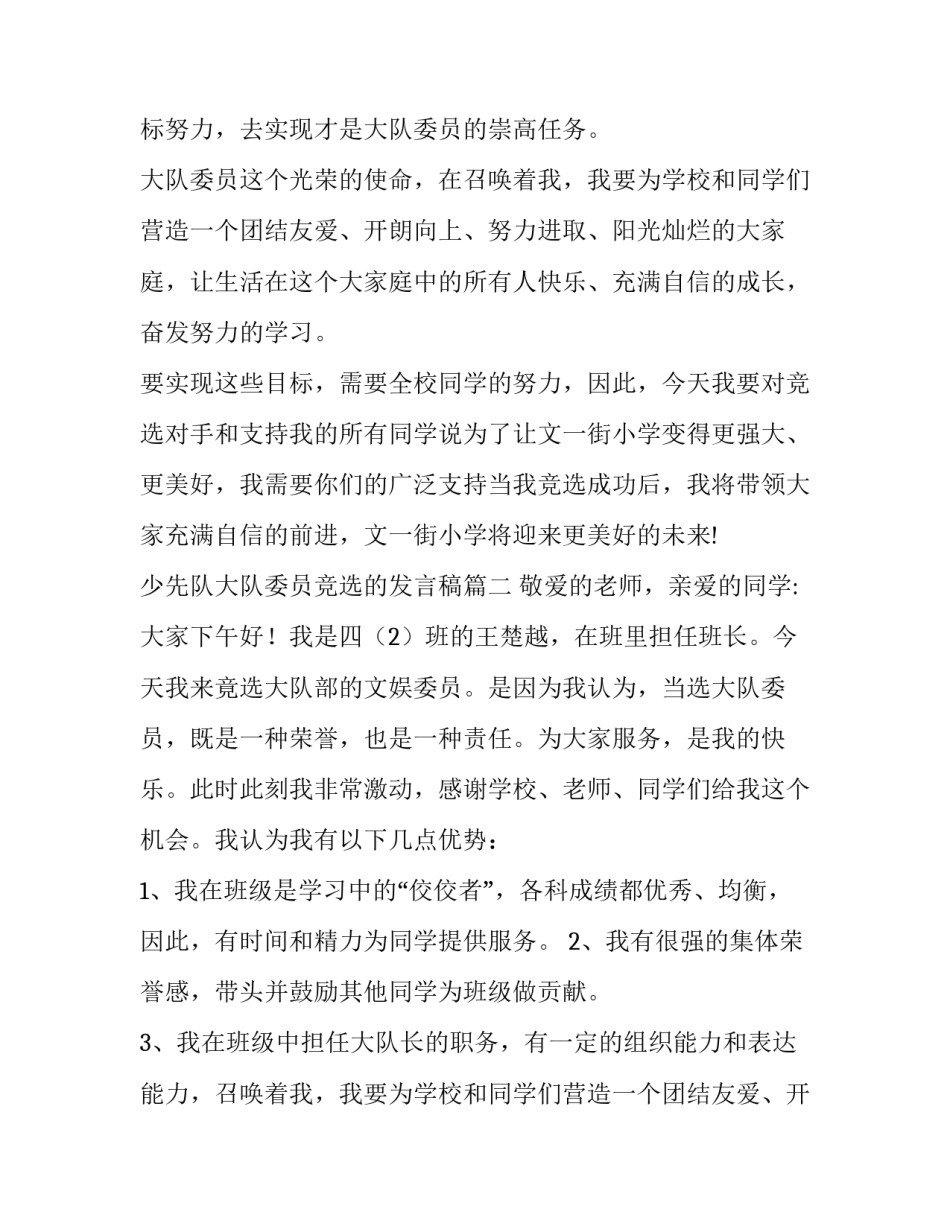 少先队大队委员竞选的发言稿(5篇)_第2页