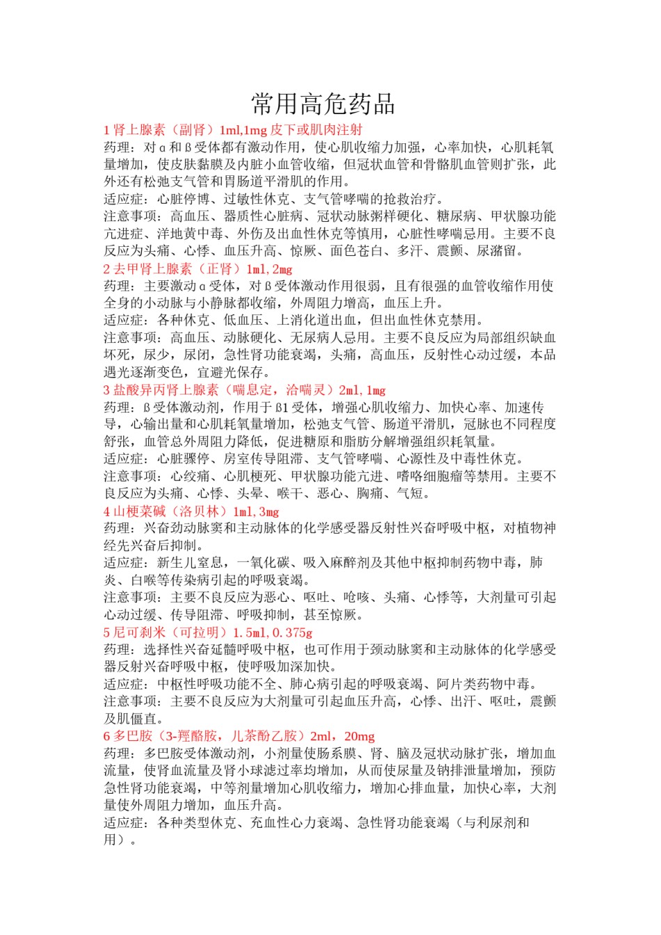 2022年医学专题—常用高危药品.docx_第1页