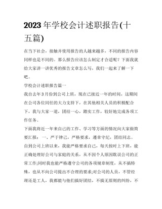 2023年学校会计述职报告(十五篇)