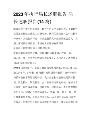 2023年执行局长述职报告 局长述职报告(14篇)
