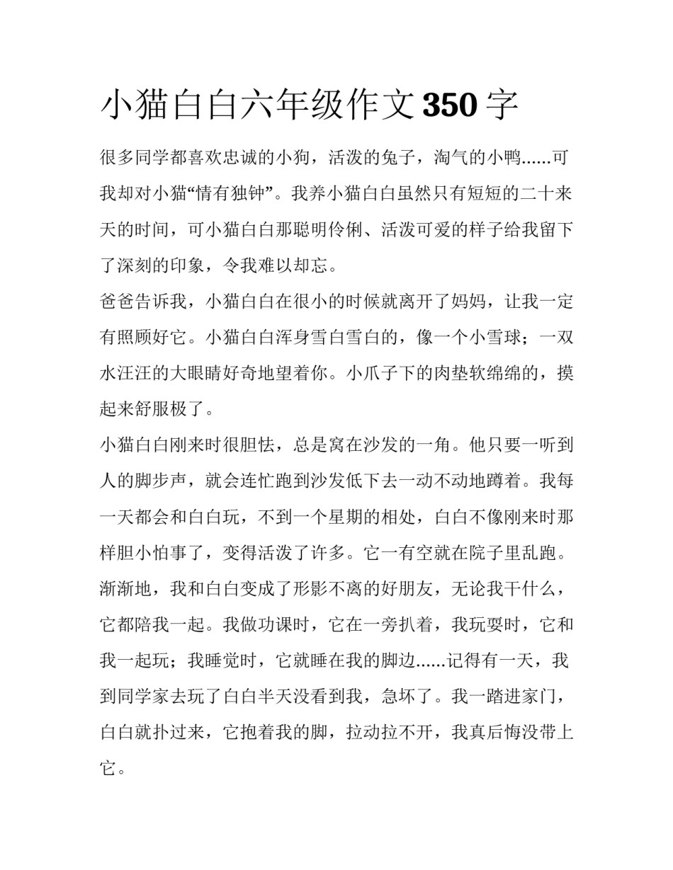 小猫白白六年级作文350字_第1页