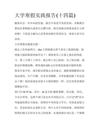 大学寒假实践报告(十四篇)