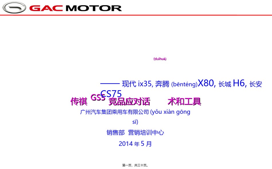 2022年医学专题—传祺GS5竞品应对话术(ix35-X80-H6-CS75).ppt_第1页