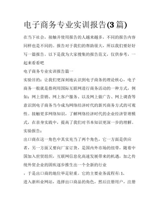 电子商务专业实训报告(3篇)