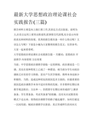 最新大学思想政治理论课社会实践报告(三篇)