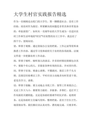 大学生村官实践报告精选
