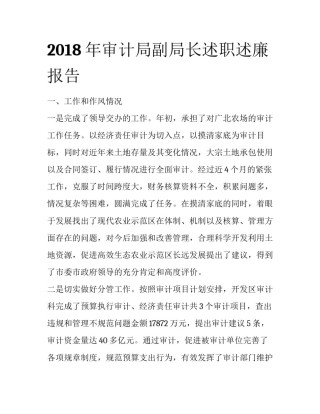 2018年审计局副局长述职述廉报告