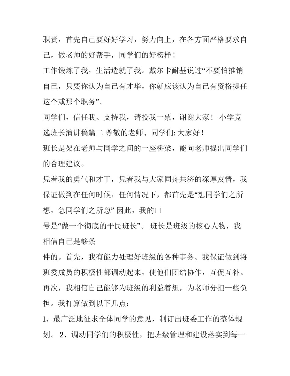 最新小学竞选班长演讲稿(汇总11篇)_第2页