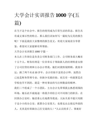 大学会计实训报告1000字(五篇)