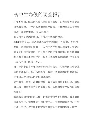 初中生寒假的调查报告