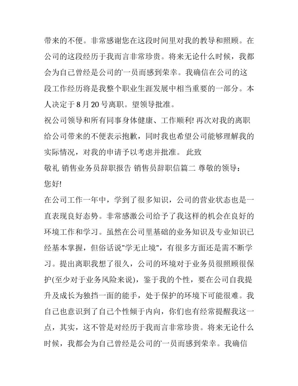 2023年销售业务员辞职报告 销售员辞职信(十五篇)_第2页