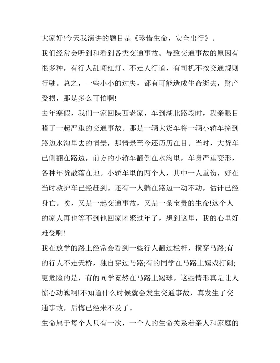 安全文明出行演讲稿(模板15篇)_第3页