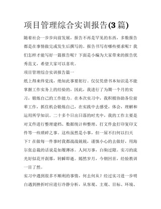 项目管理综合实训报告(3篇)