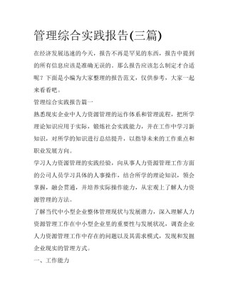 管理综合实践报告(三篇)