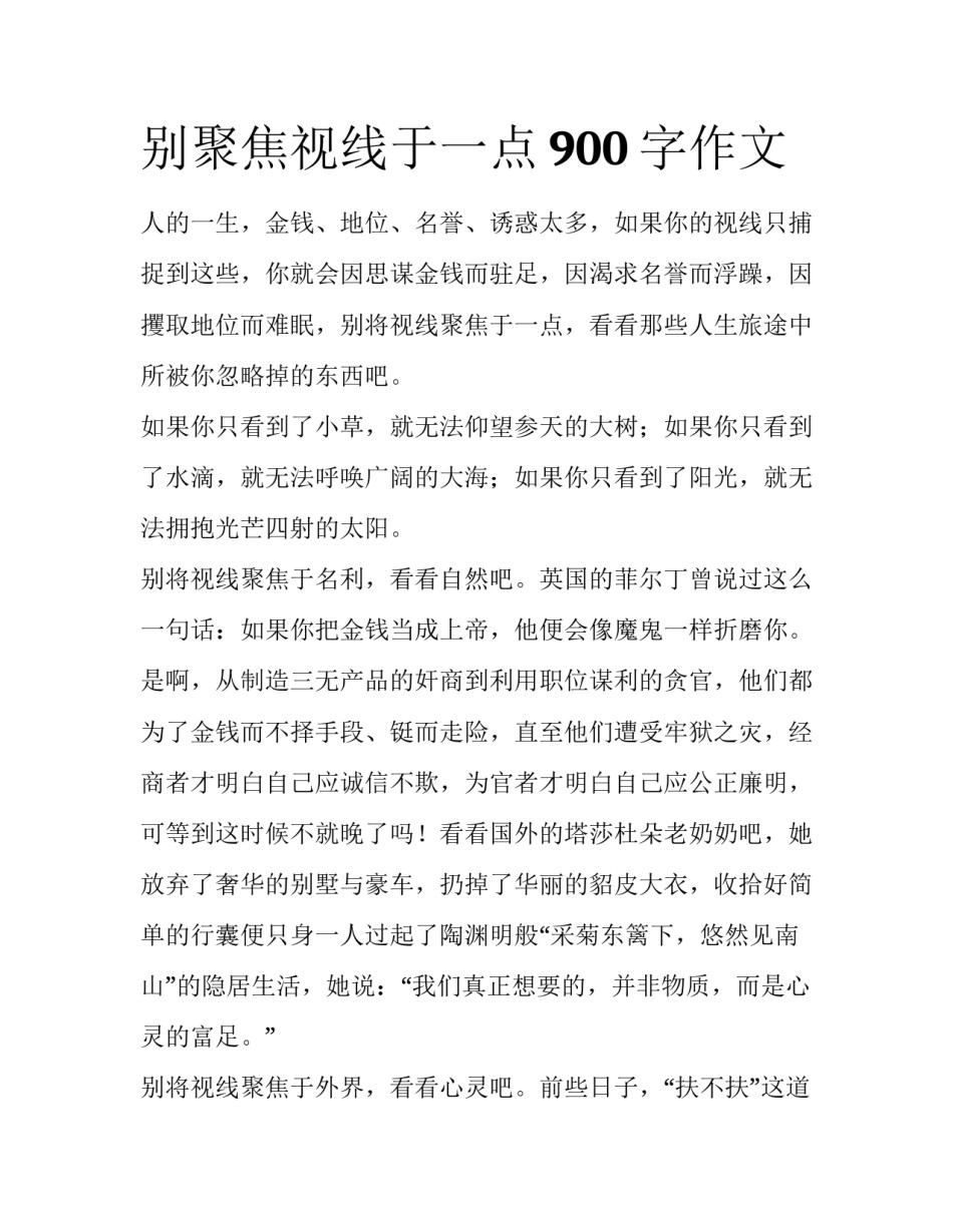 别聚焦视线于一点900字作文_第1页