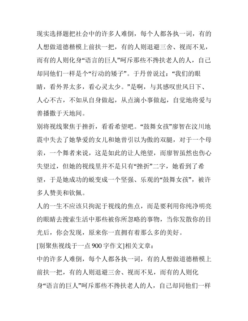 别聚焦视线于一点900字作文_第2页