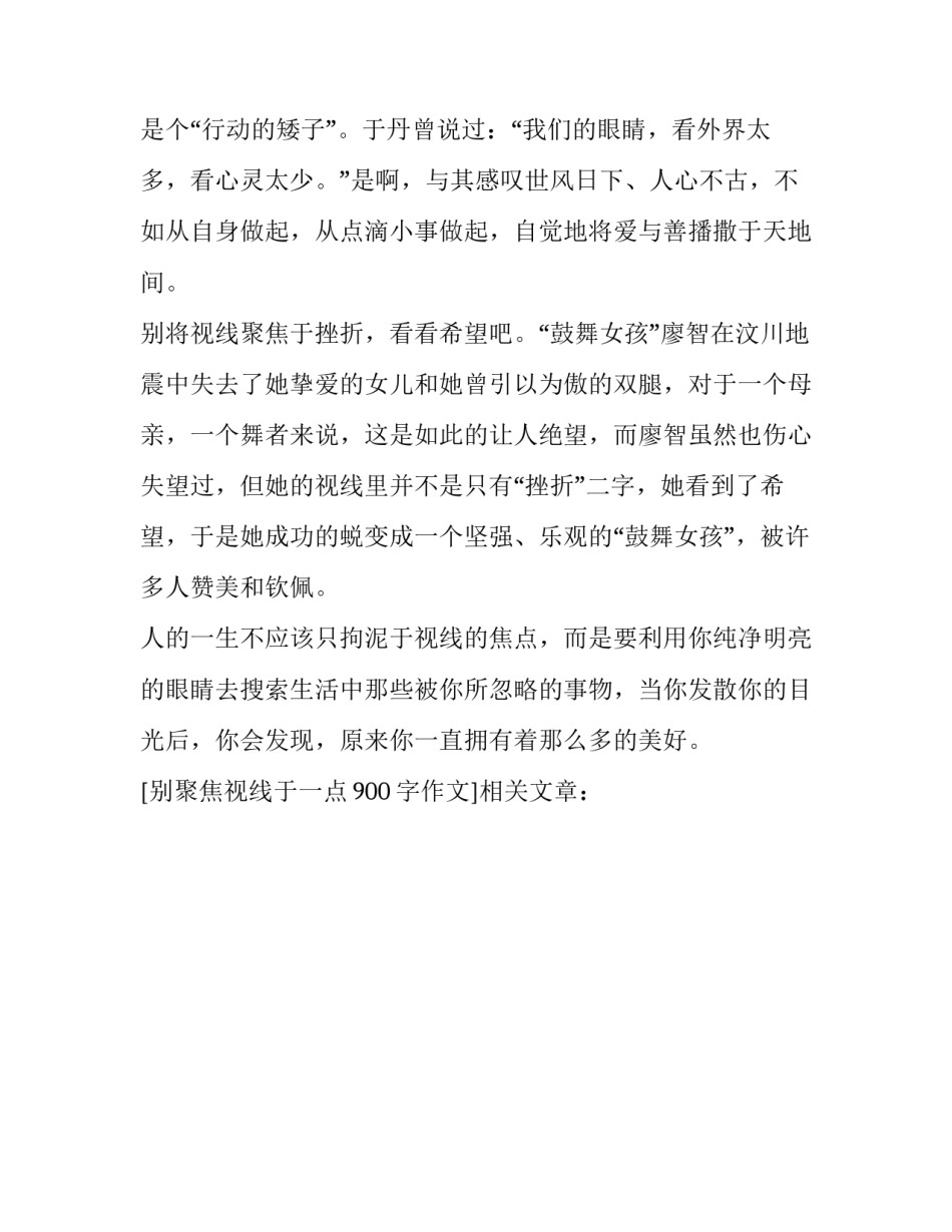 别聚焦视线于一点900字作文_第3页