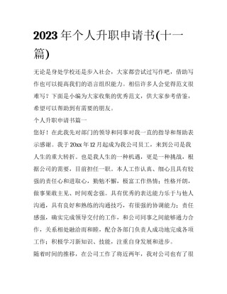 2023年个人升职申请书(十一篇)