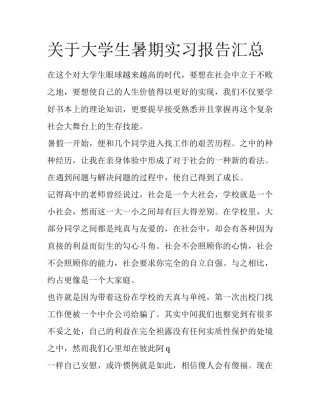 关于大学生暑期实习报告汇总