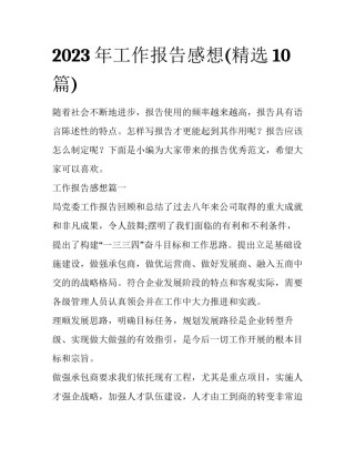 2023年工作报告感想(精选10篇)