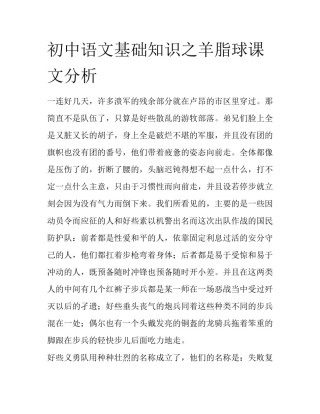 初中语文基础知识之羊脂球课文分析