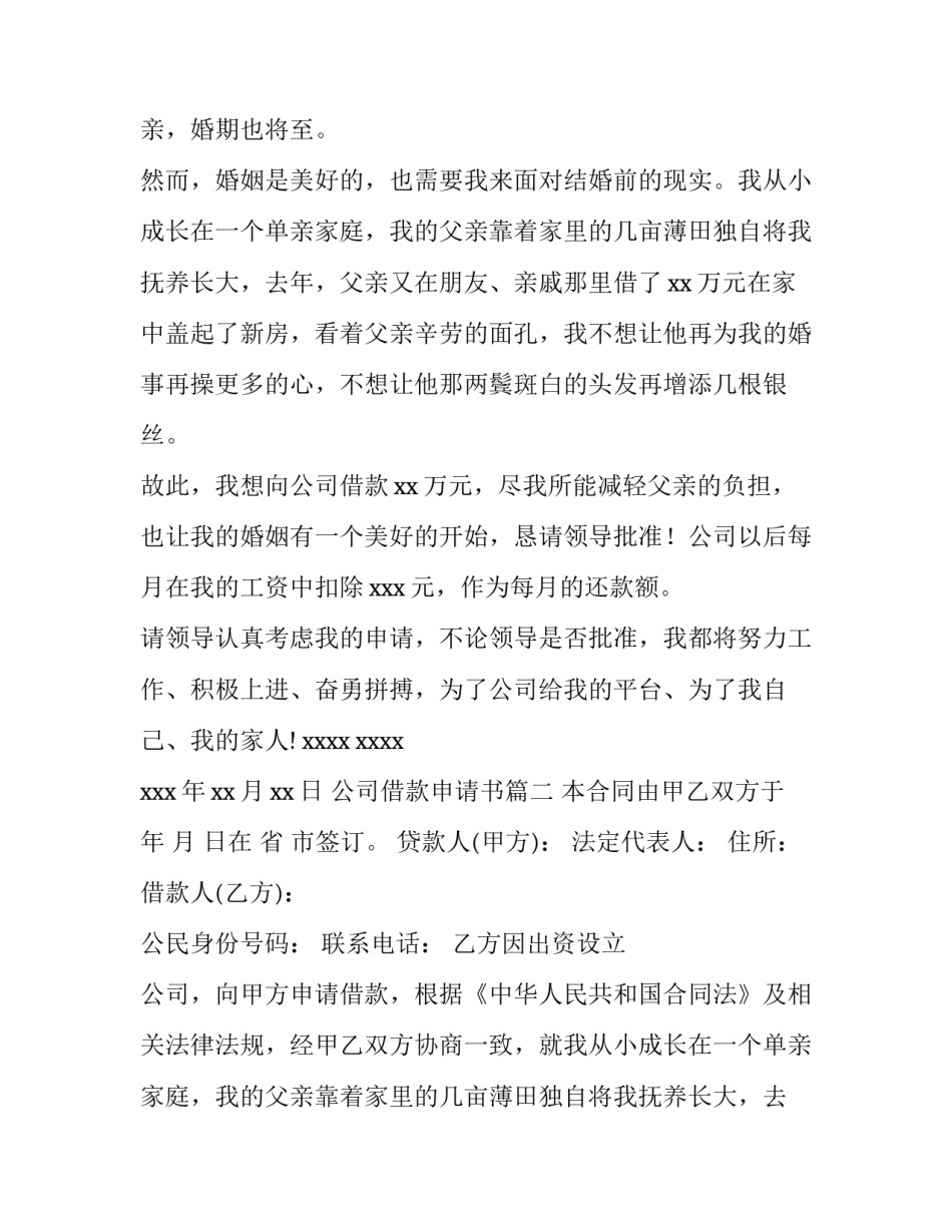 最新公司借款申请书(精选12篇)_第2页