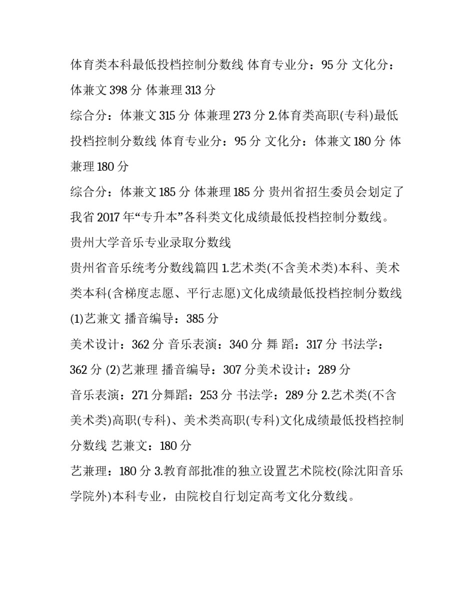 贵州大学音乐专业录取分数线 贵州省音乐统考分数线(四篇)_第3页