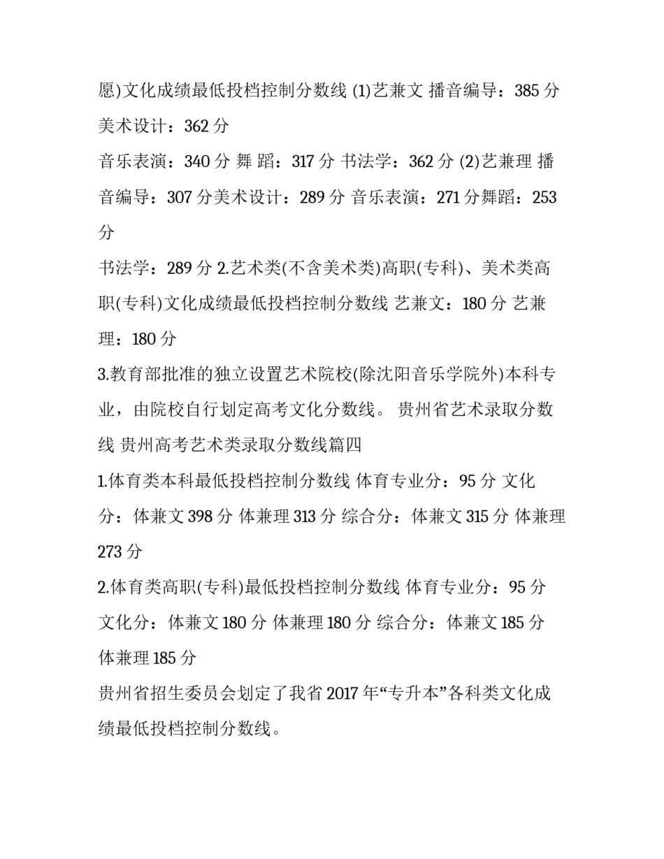 2023年贵州省艺术录取分数线 贵州高考艺术类录取分数线(四篇)_第3页