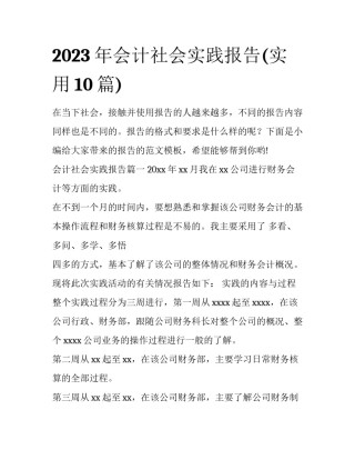 2023年会计社会实践报告(实用10篇)