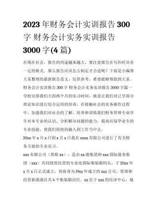 2023年财务会计实训报告300字 财务会计实务实训报告3000字(4篇)