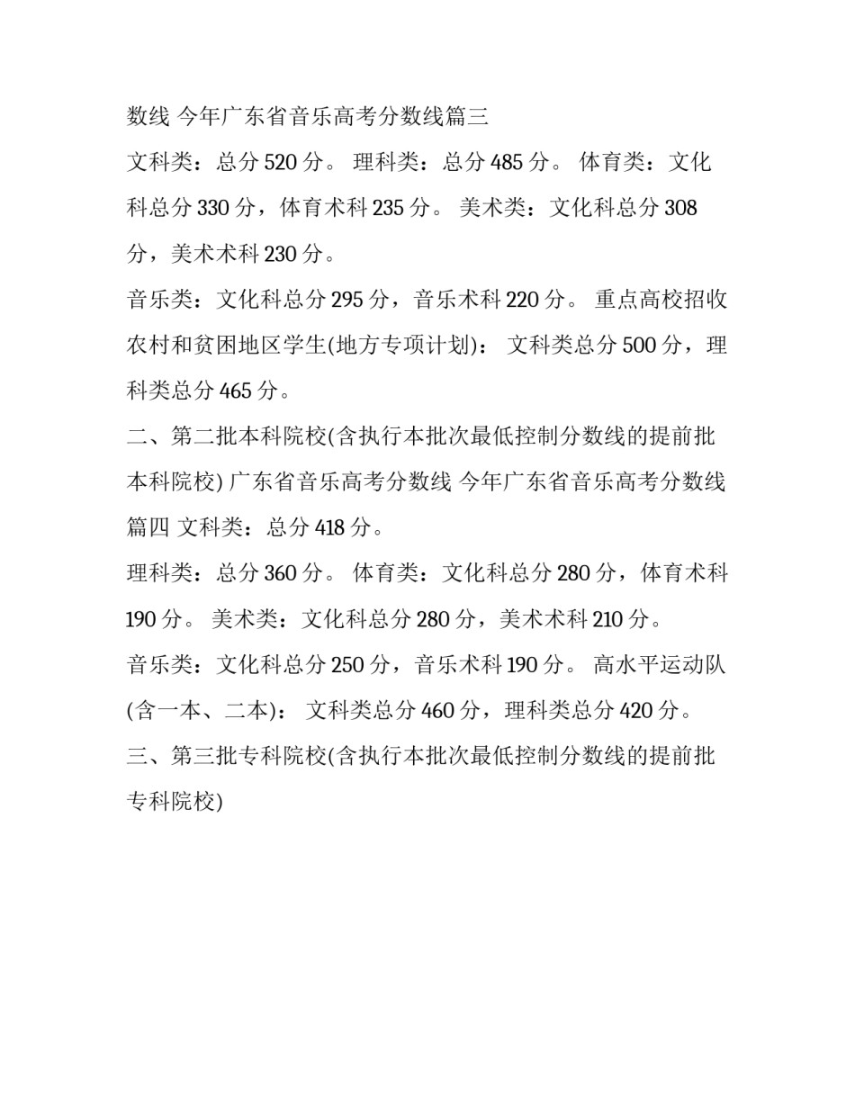 2023年广东省音乐高考分数线 今年广东省音乐高考分数线(四篇)_第3页