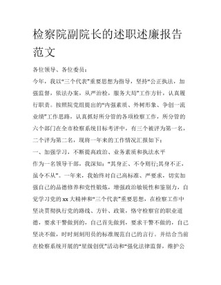 检察院副院长的述职述廉报告范文