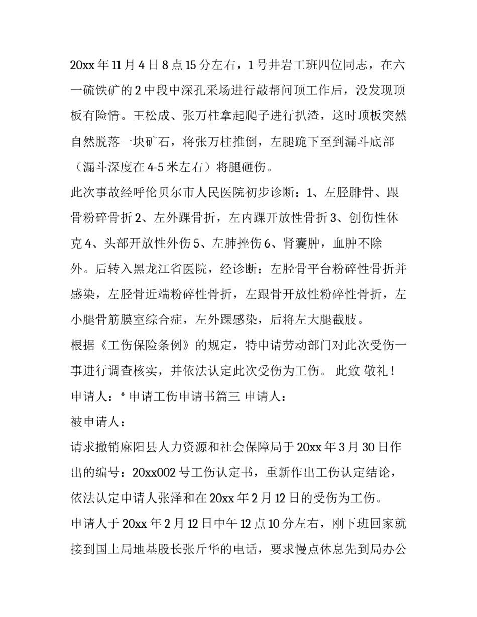 申请工伤申请书(大全11篇)_第3页