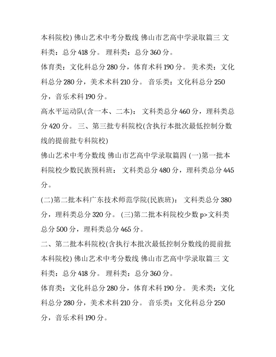 最新佛山艺术中考分数线 佛山市艺高中学录取(5篇)_第2页