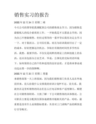 销售实习的报告
