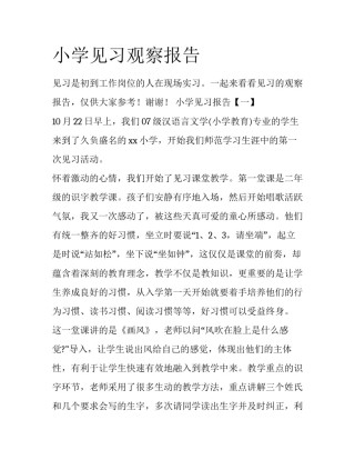 小学见习观察报告
