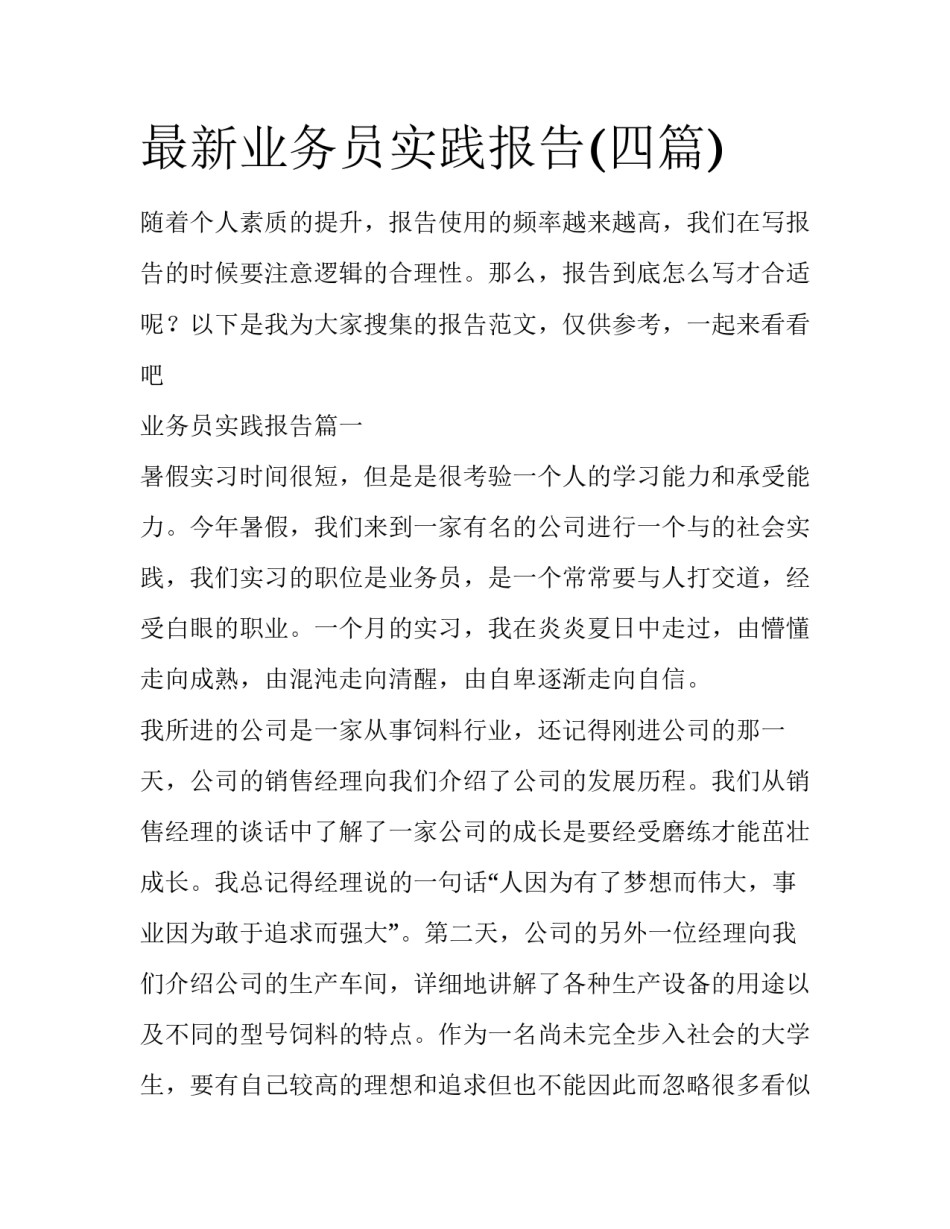 最新业务员实践报告(四篇)_第1页