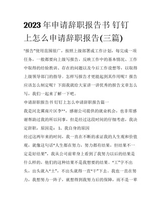 2023年申请辞职报告书 钉钉上怎么申请辞职报告(三篇)