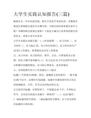 大学生实践认知报告(三篇)